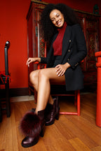 The Melo Burgundy Leather Fur-Trimmed Platform Boots