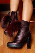 The Melo Burgundy Leather Fur-Trimmed Platform Boots