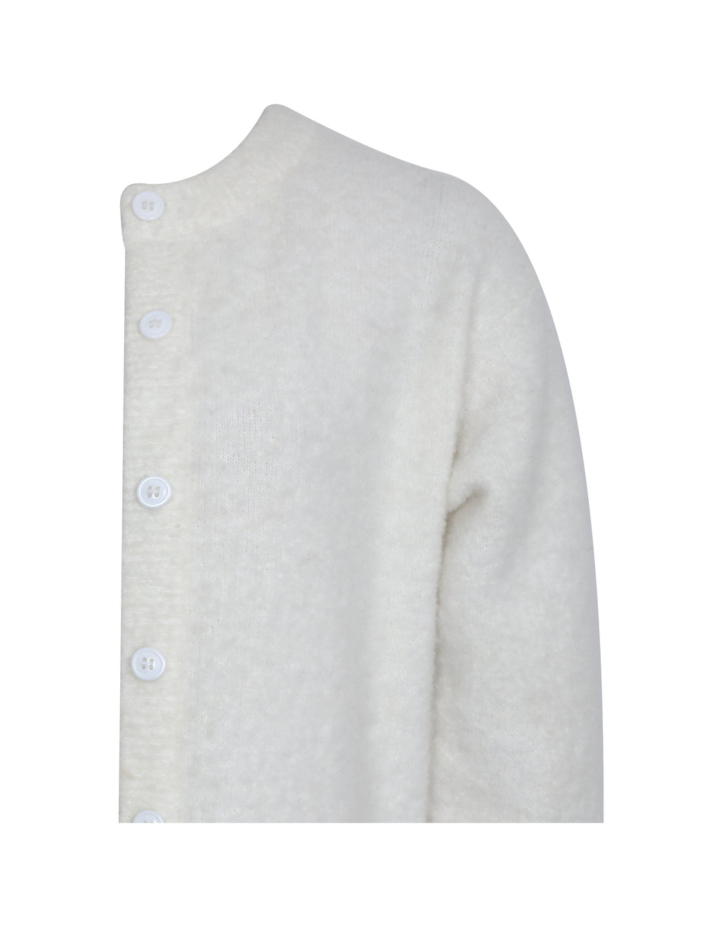 Orla White Wool-Blend Ribbed Knit Cardigan