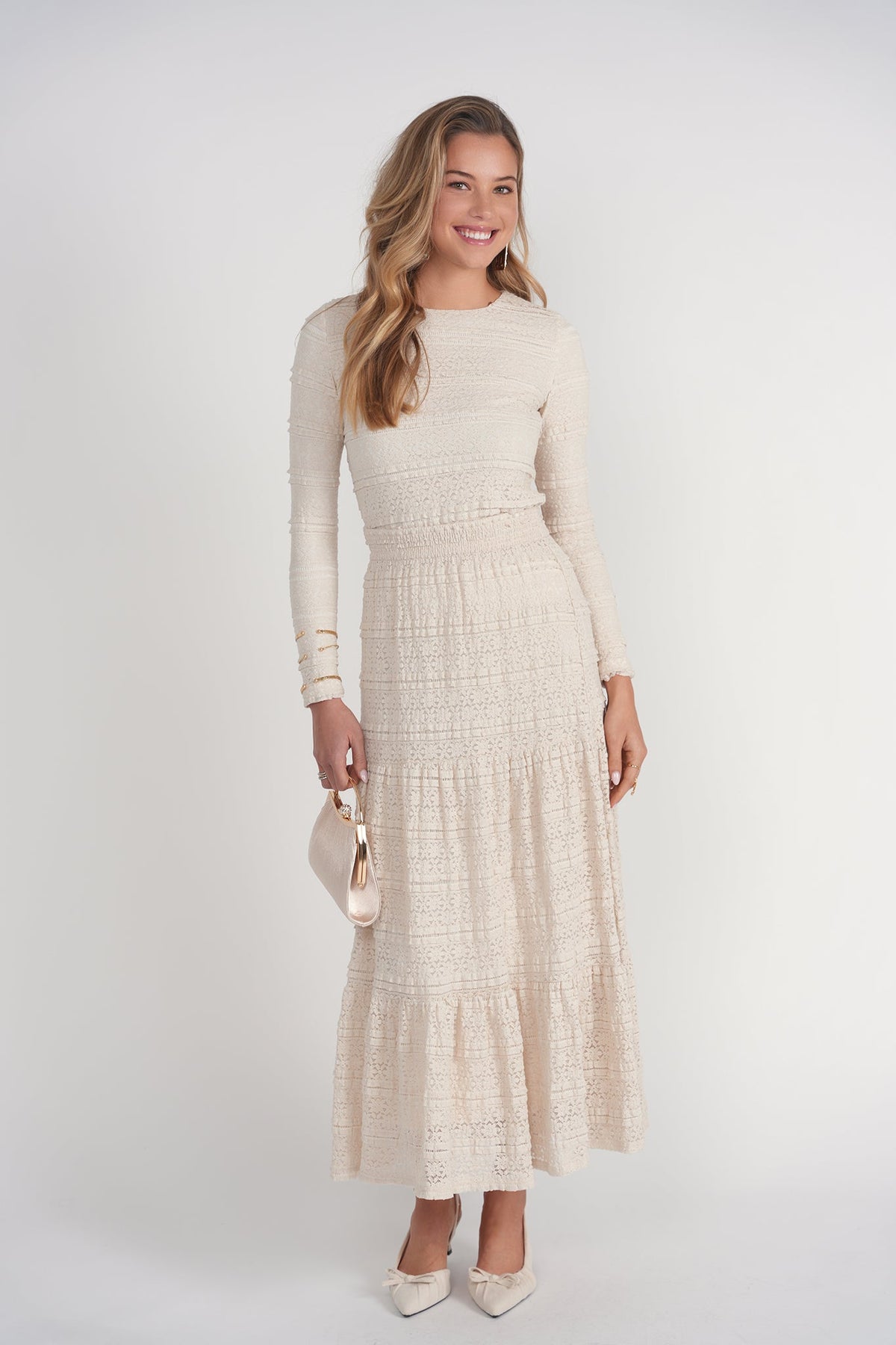 Lace Maxi Skirt- Cream