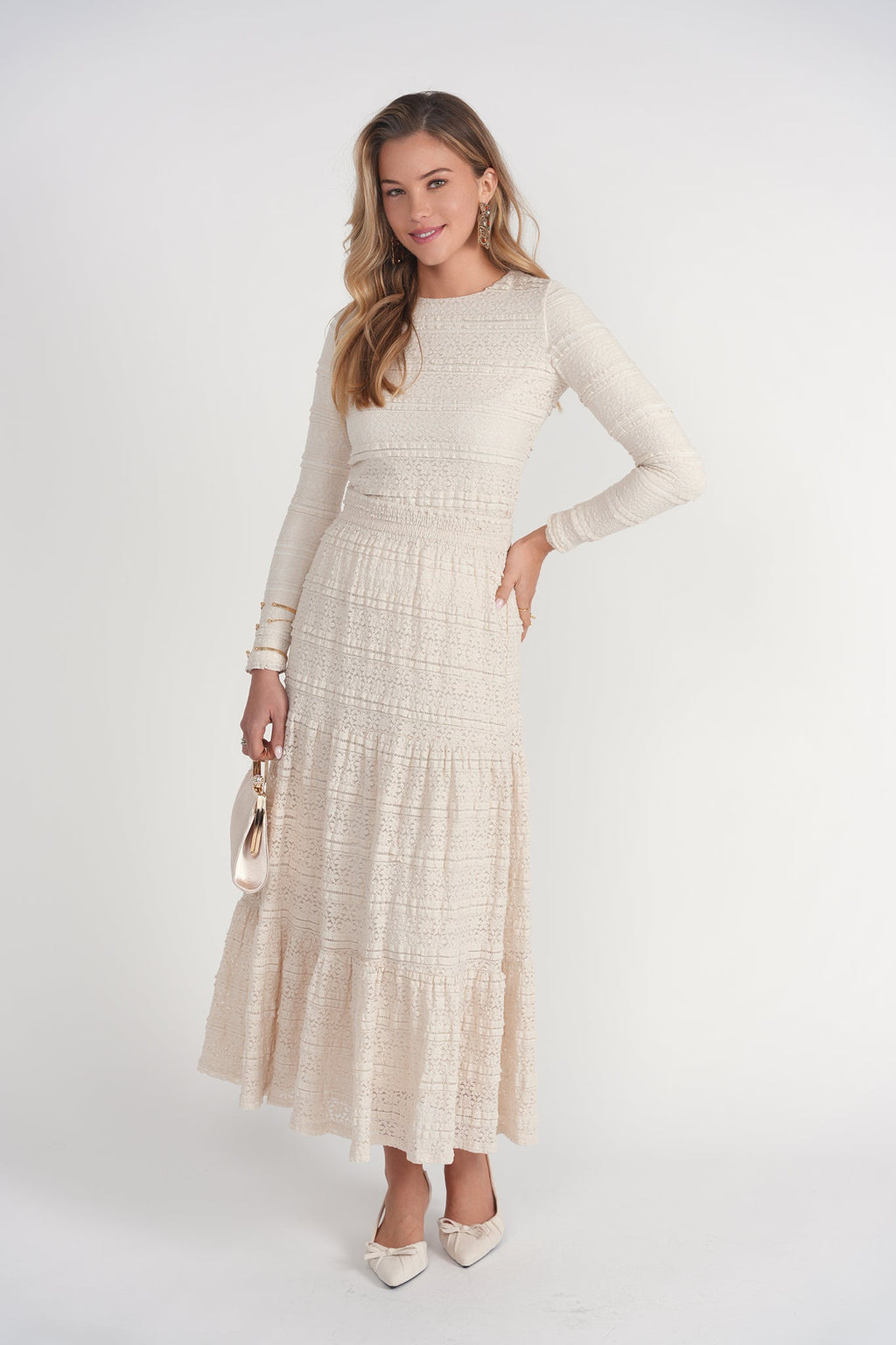 Lace Maxi Skirt- Cream