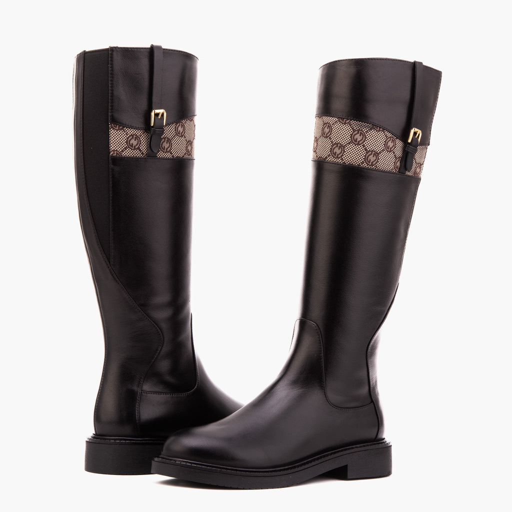 The Bellina Black Leather Women’s Knee-High Women Boot