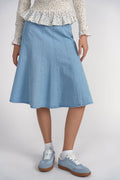 Paneled Flare Skirt- Denim