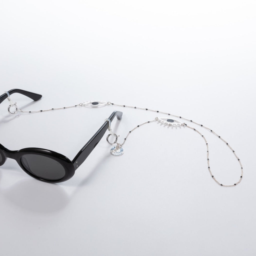 Black Onyx Eye Silver Glasses Chain