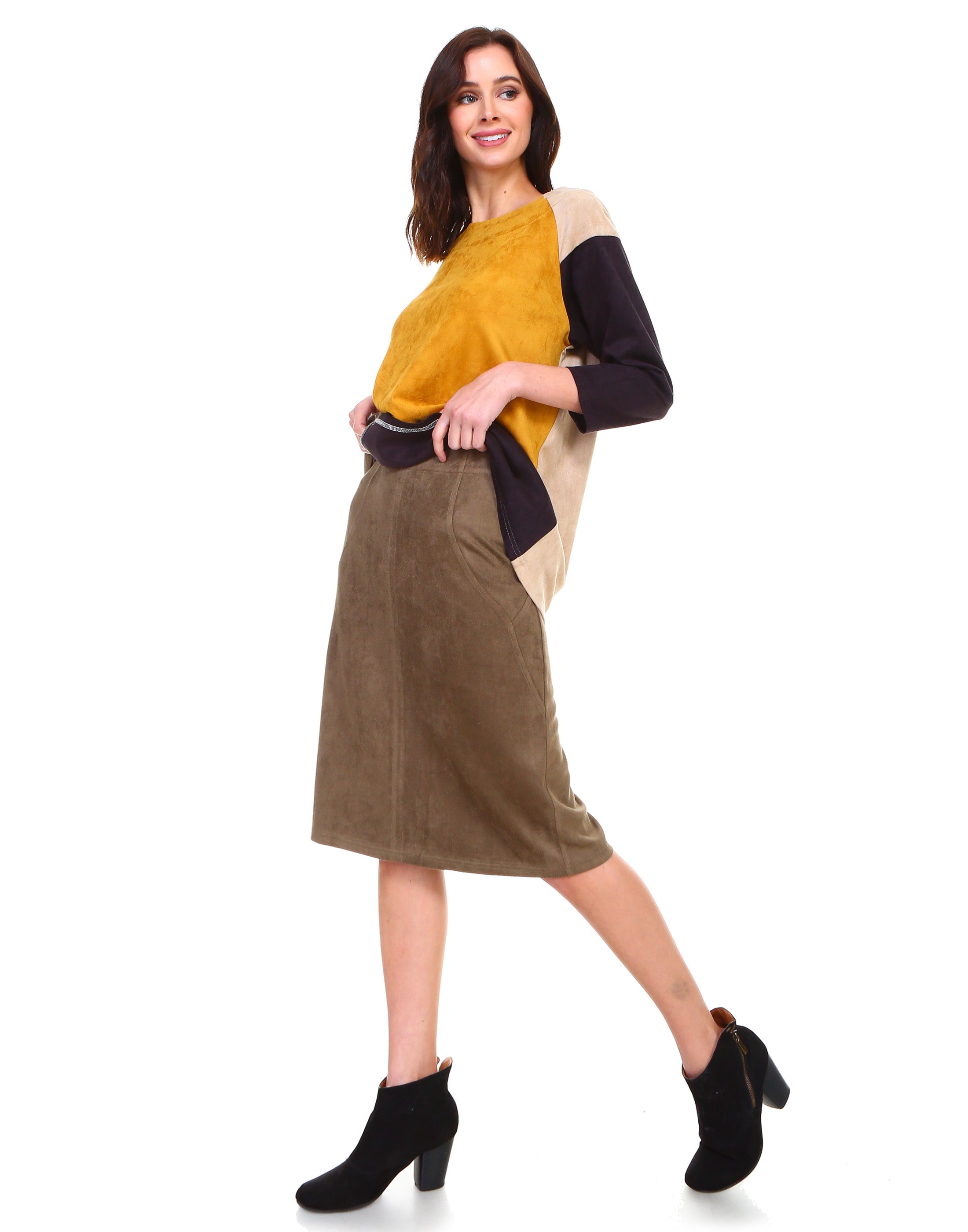 Alexa Stretch Suede Top