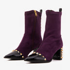 The Amethyst Studded Deep Purple Suede Leather Women’s Boot