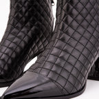The Celeste Black Tip Quilted Leather Women’s Boot