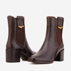 The Kensington Brown Leather Block Heel Women’s Mid-Calf Boot