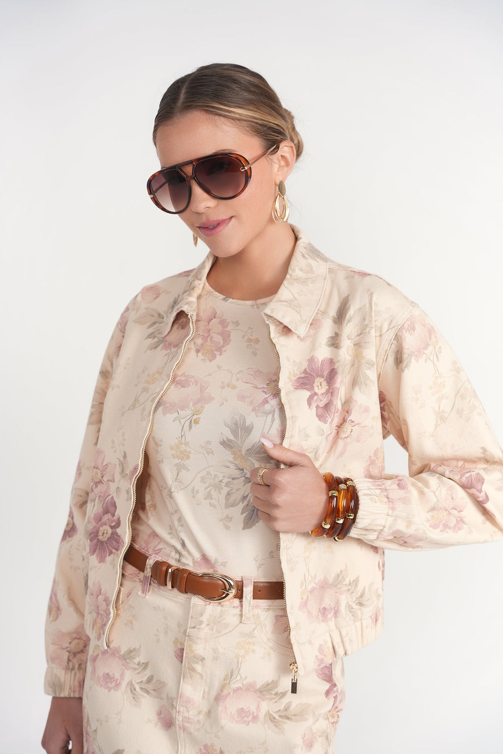 Bomber Jacket- Vintage Floral Denim