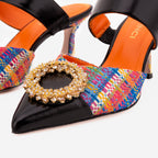 The Valencia Multicolor Leather Women Jewel Heel Mule Sandal