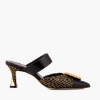 Valencia Black & Gold Jewel Heel Mule Sandal