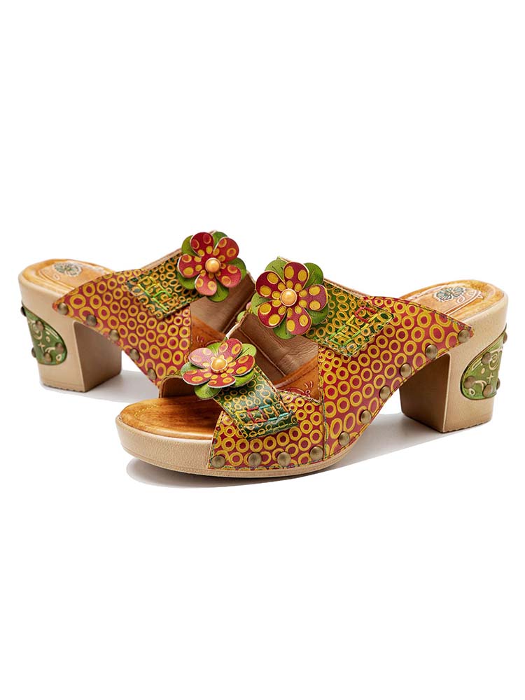 Vintage Handmade Fish Mouth Floral Sandals