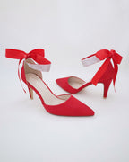 Satin Evening Heels with Rhinestones Strap