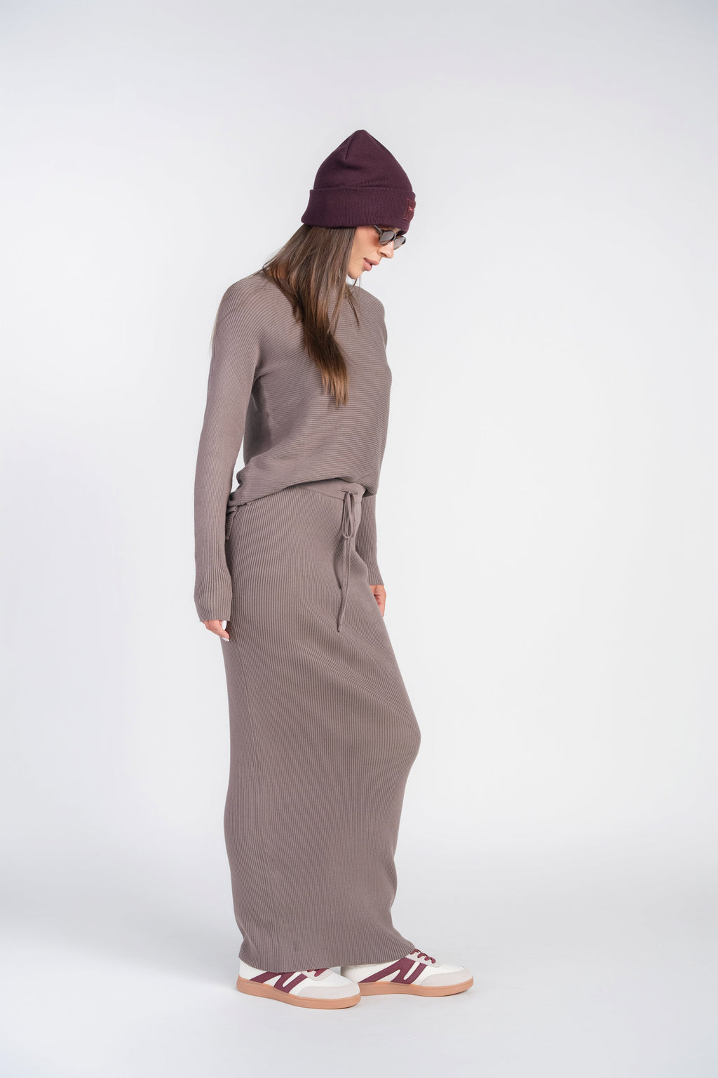 Sweater Rib Skirt- Mushroom