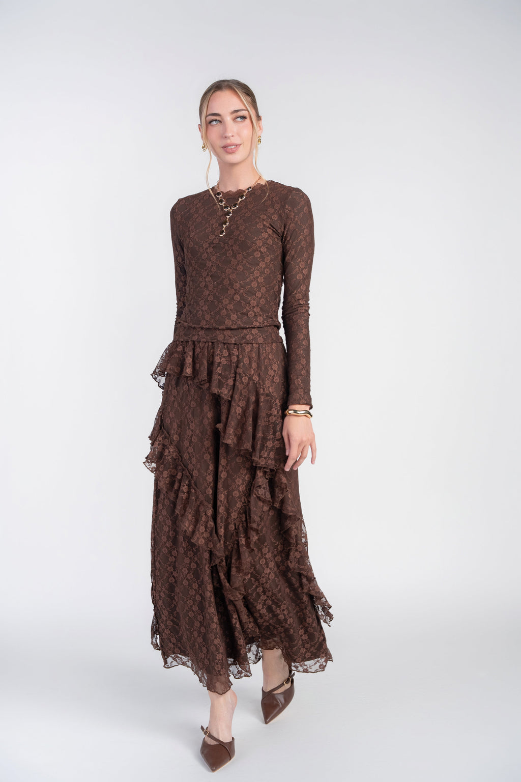 Alison Lace Skirt- Chocolate