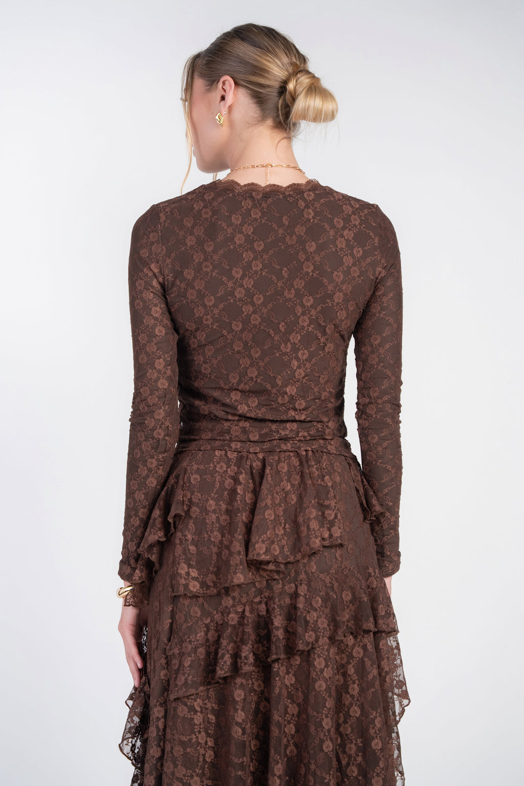 Alison Lace Tee- Chocolate
