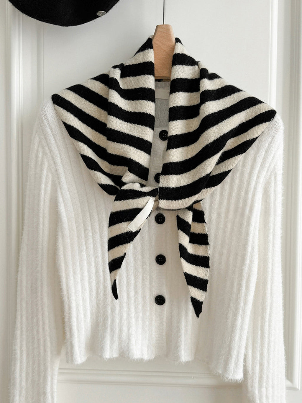 100% Australian Wool Striped Functional Triangle Scarf