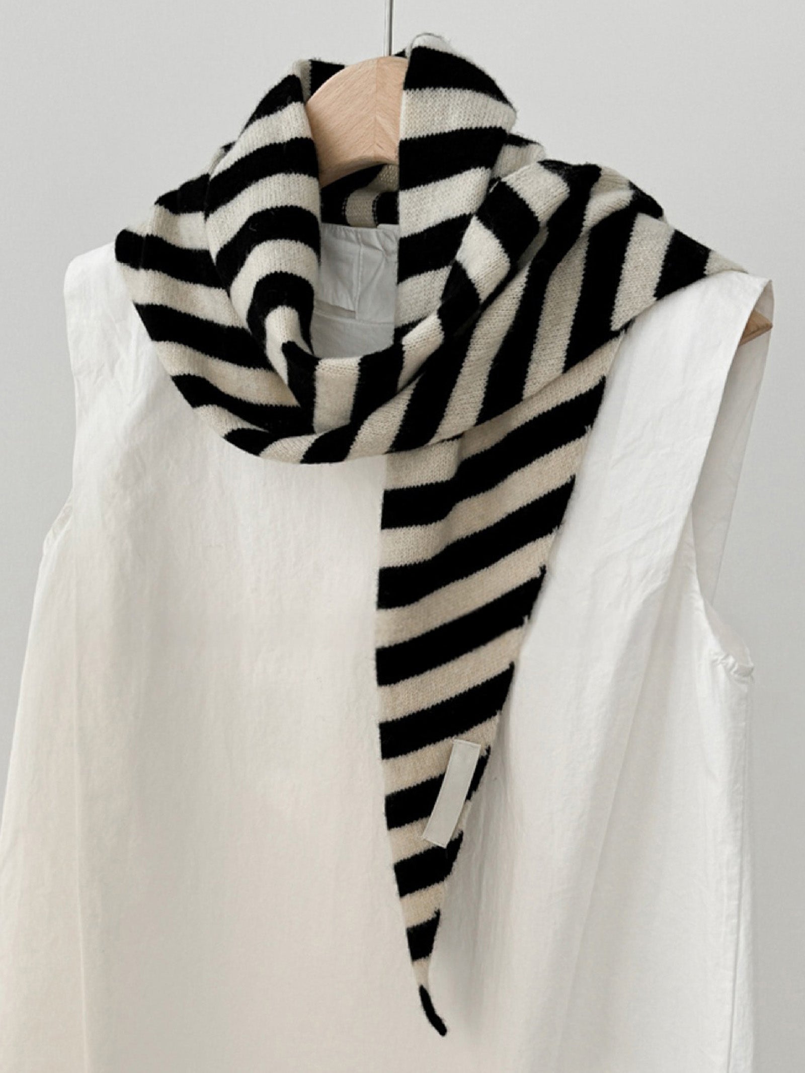 100% Australian Wool Striped Functional Triangle Scarf