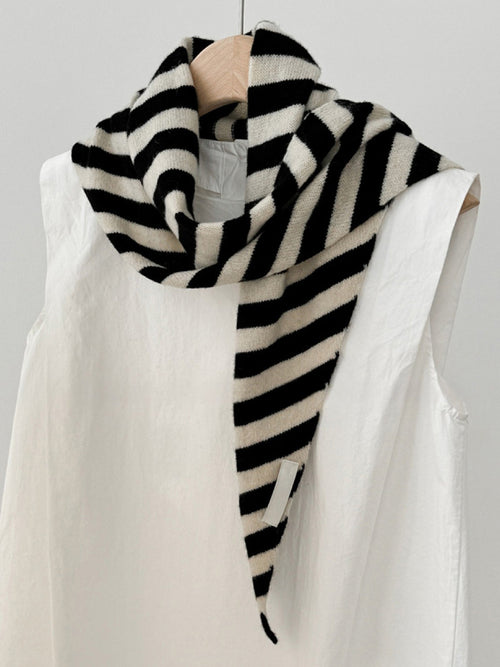 100% Australian Wool Striped Functional Triangle Scarf