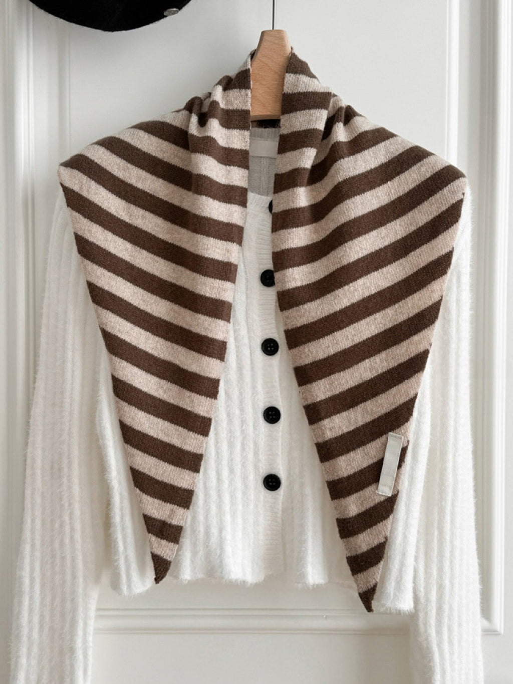 100% Australian Wool Striped Functional Triangle Scarf