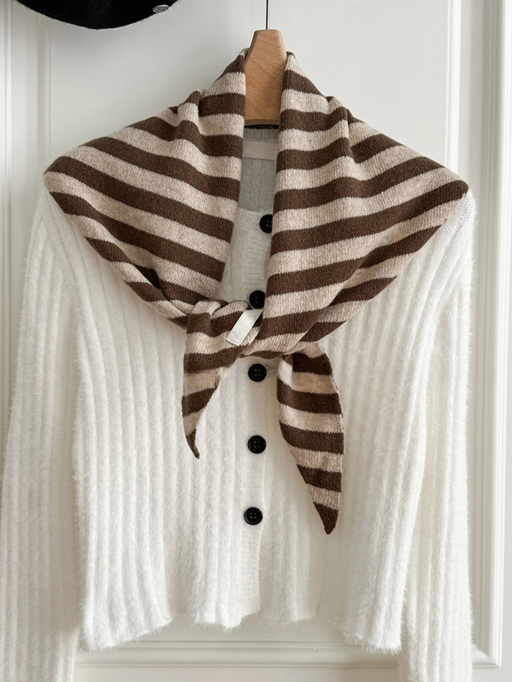 100% Australian Wool Striped Functional Triangle Scarf
