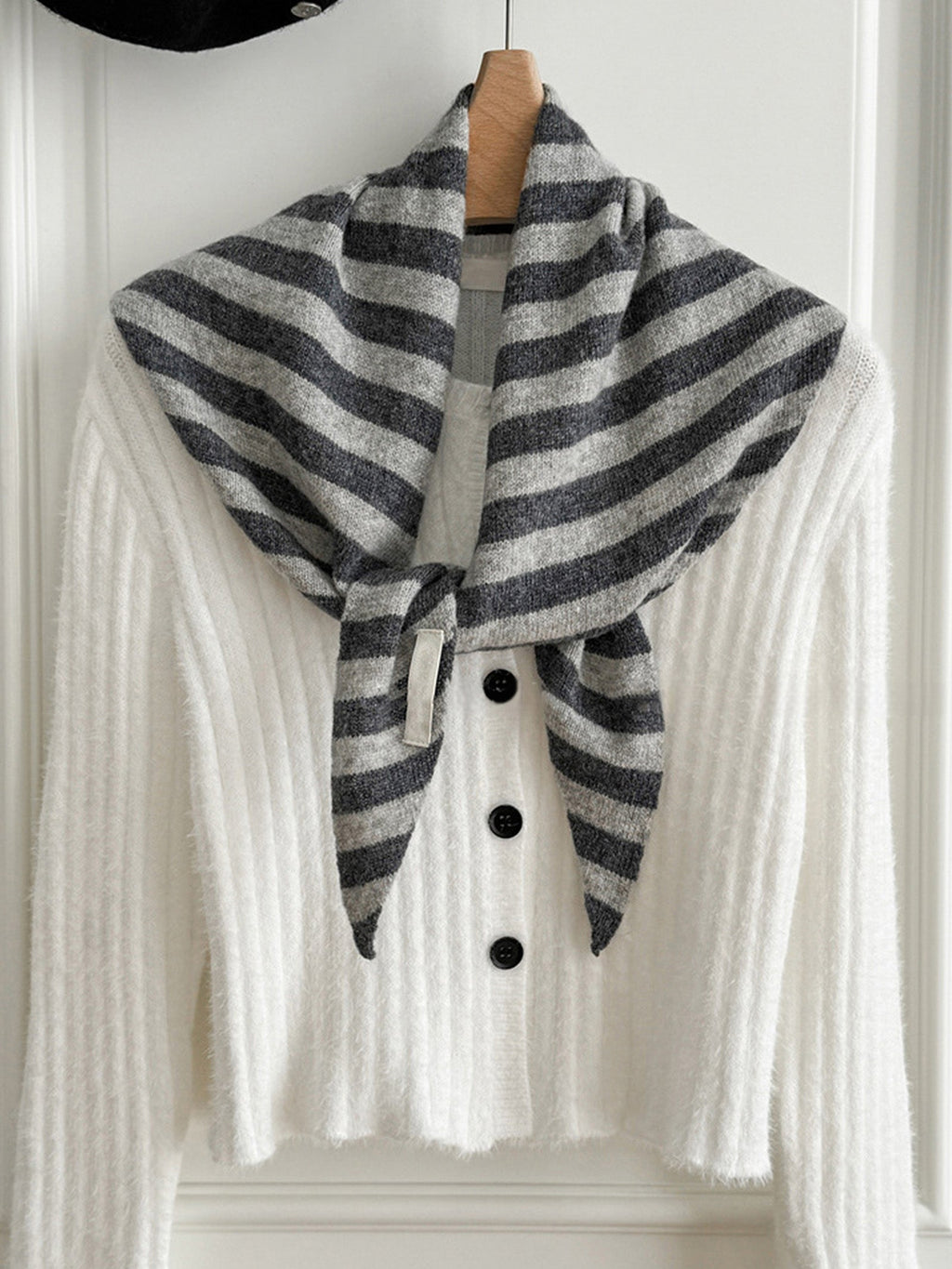 100% Australian Wool Striped Functional Triangle Scarf