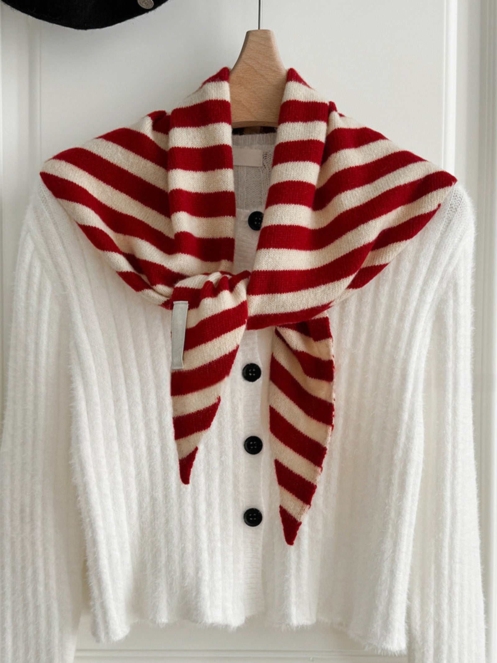 100% Australian Wool Striped Functional Triangle Scarf