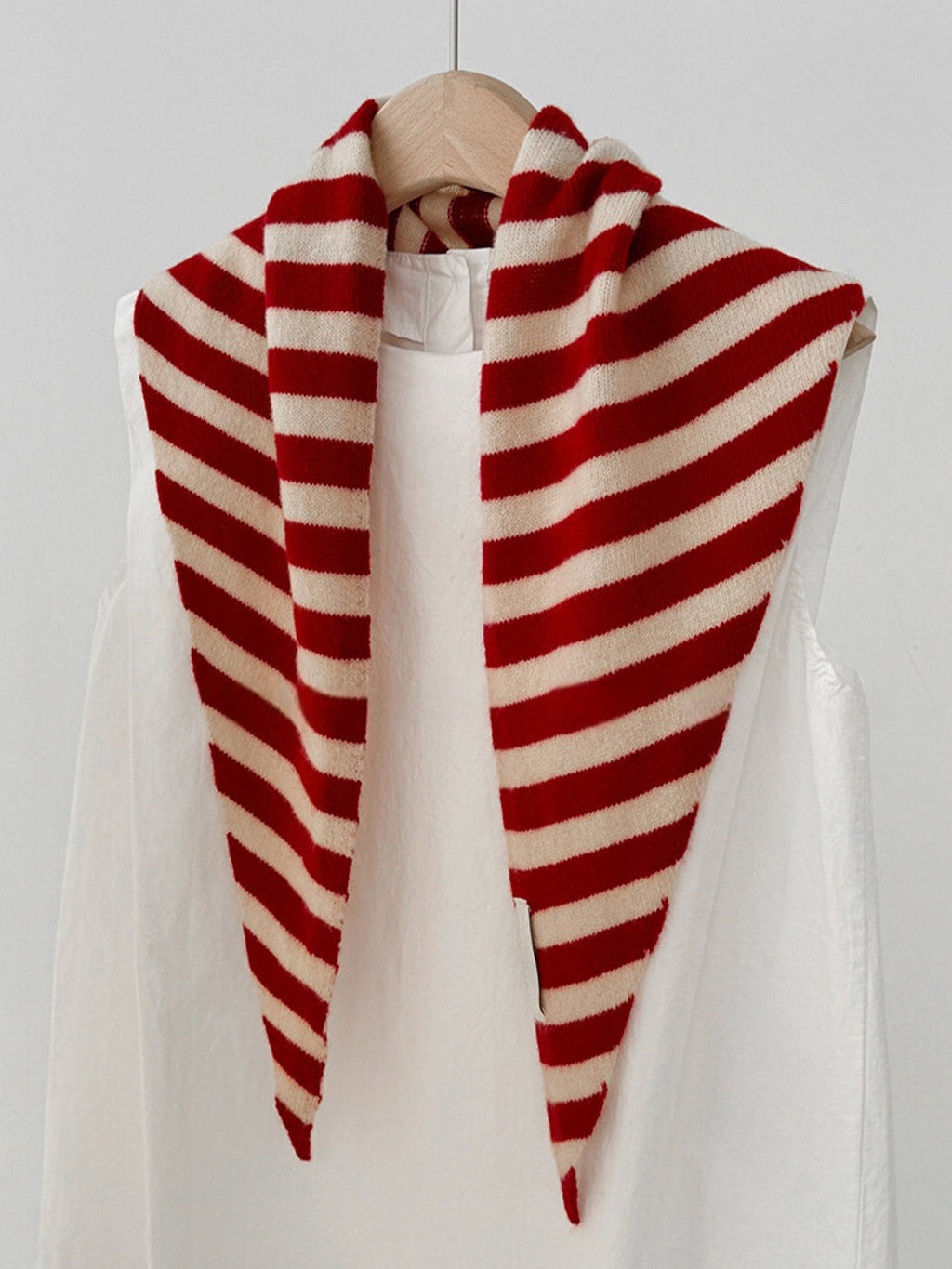 100% Australian Wool Striped Functional Triangle Scarf