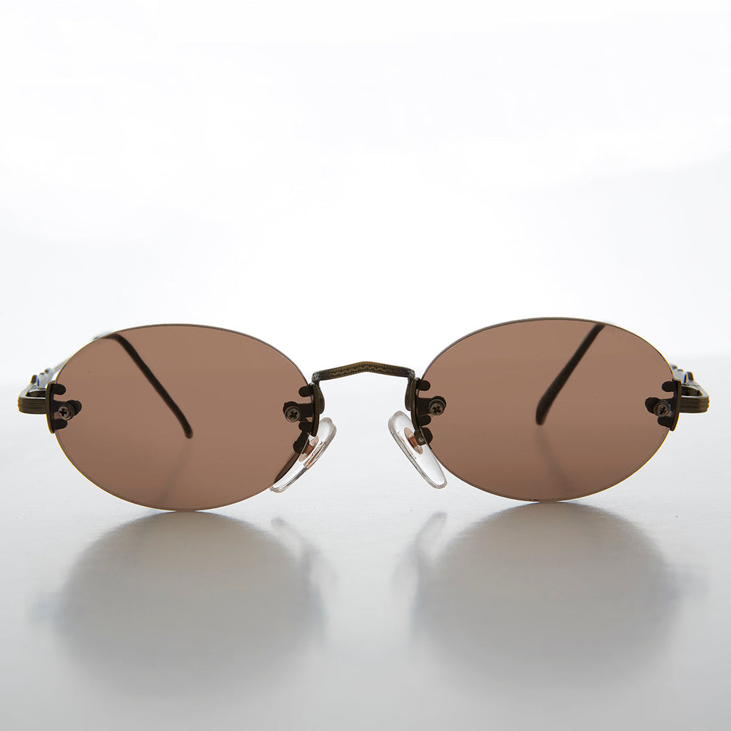 Oval Rimless Minimalistic Vintage Sunglasses - Alpha