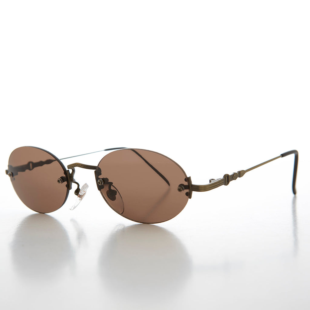 Oval Rimless Minimalistic Vintage Sunglasses - Alpha