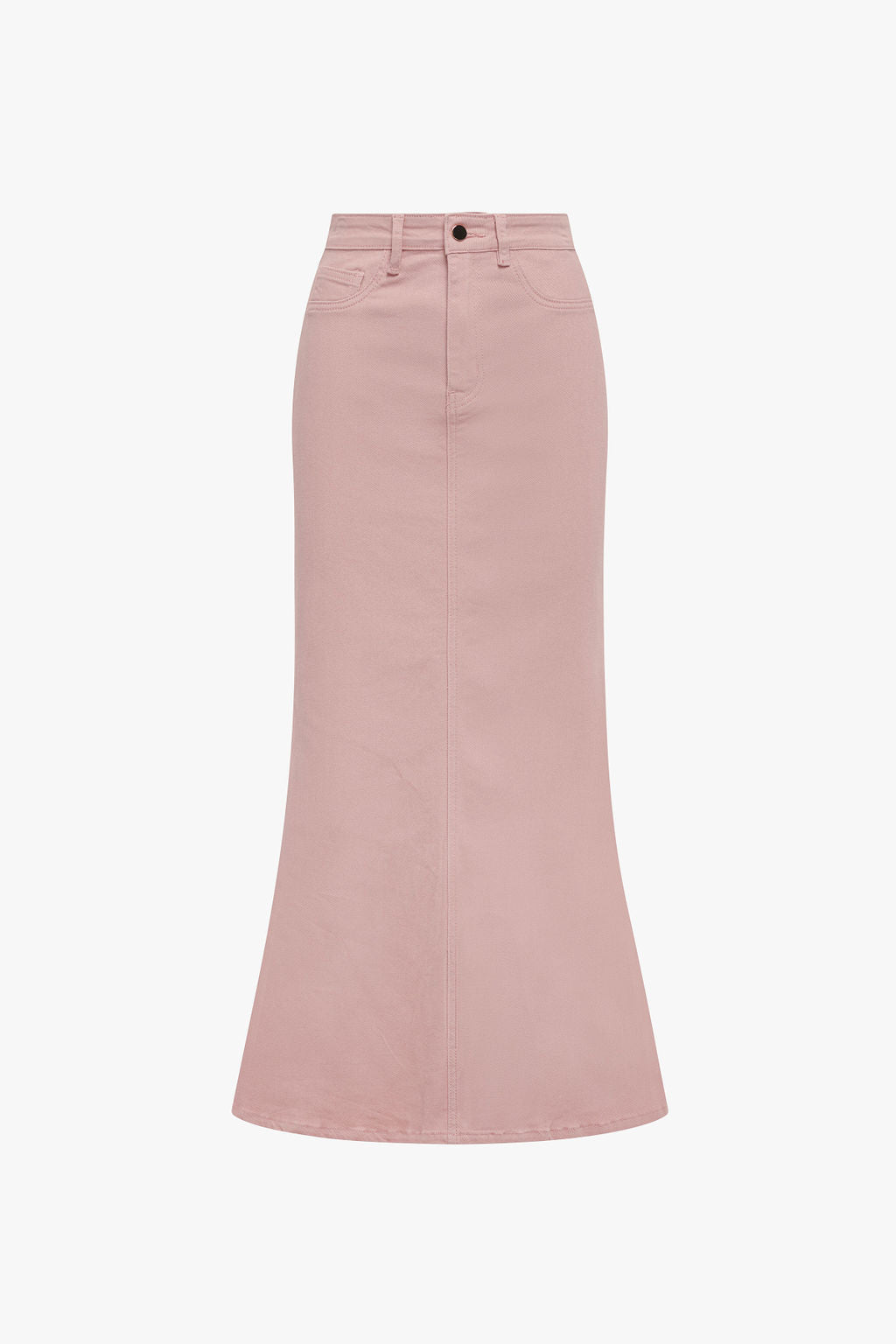 Mermaid Denim Maxi Skirt- Peachy Pink