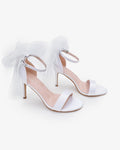 Satin High Heel Wedding Sandals with Tulle Back Bow
