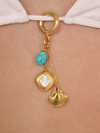 Gold Bikini Charm with turquoise and shell design