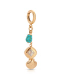 Gold Bikini Charm with turquoise and shell design