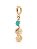 Gold Bikini Charm with turquoise and shell design