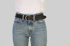 Genuine leather belt with hand punched hole pattern