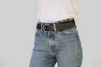 Genuine leather belt with hand punched hole pattern