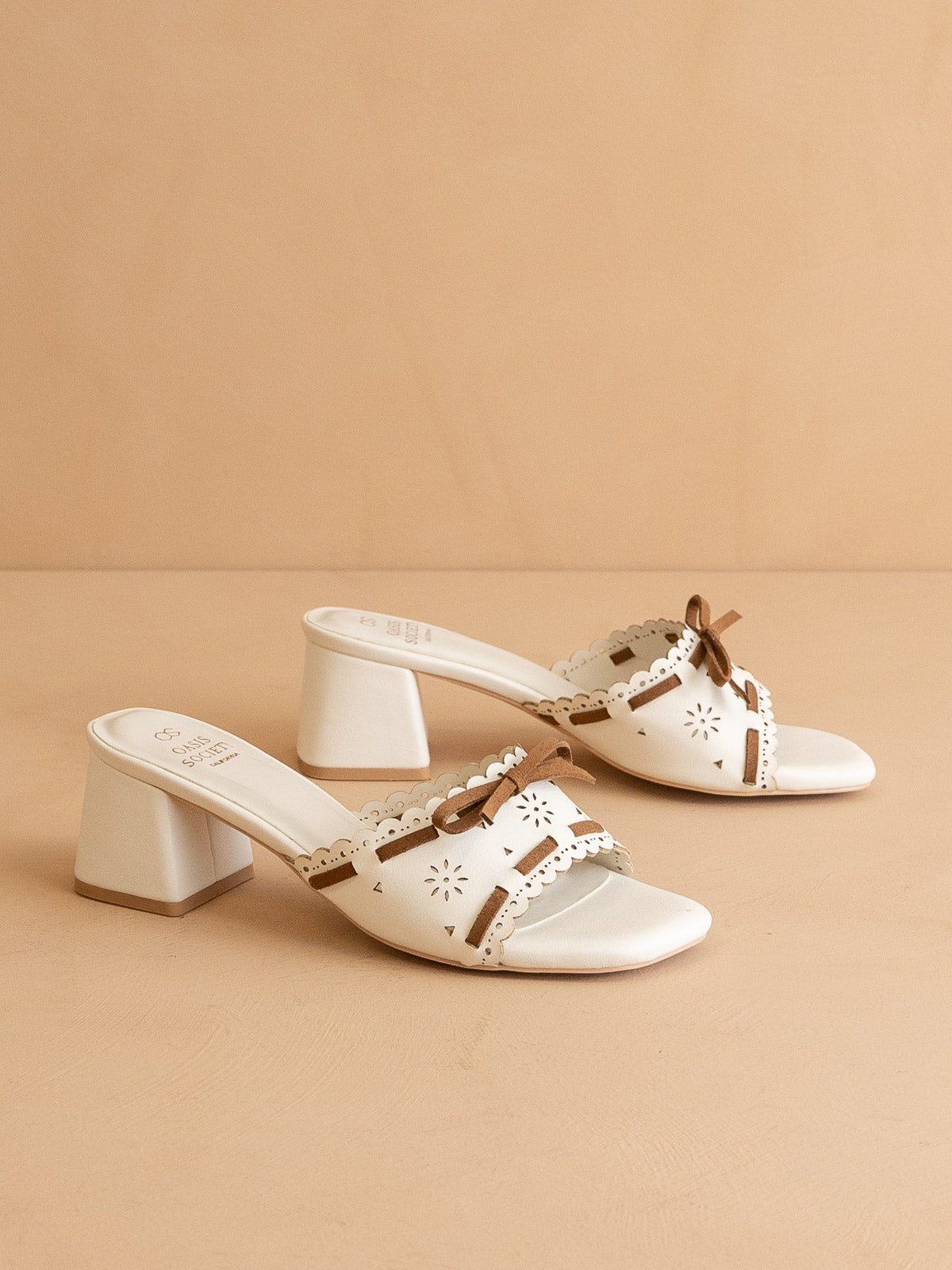 The Breda | White Sweet Low Block Heel Sandal