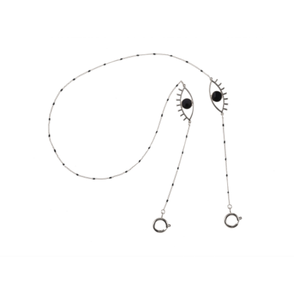 Black Onyx Eye Silver Glasses Chain