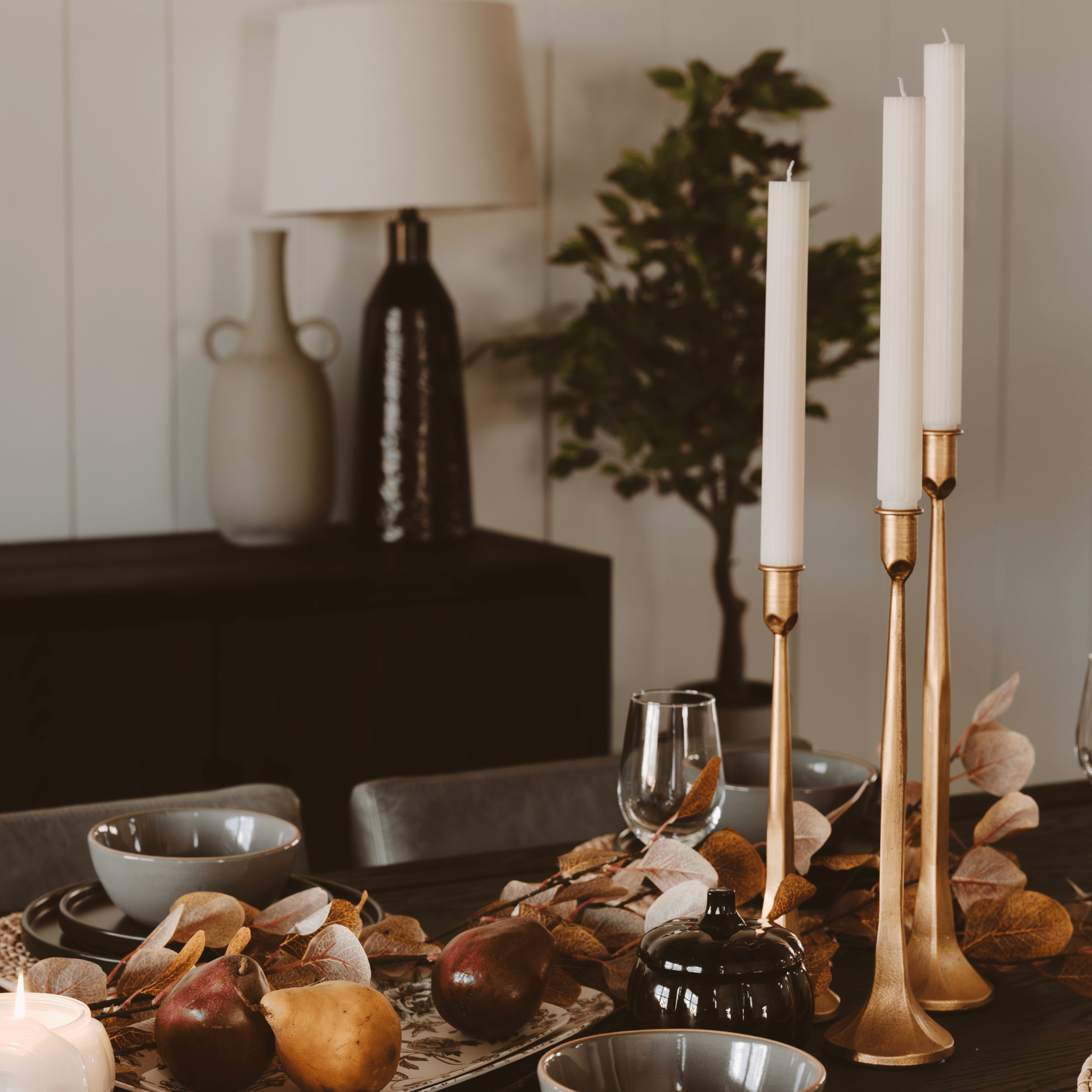 Gold Cast Iron Taper Candle Holders - Set of 3