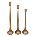 Gold Cast Iron Taper Candle Holders - Set of 3