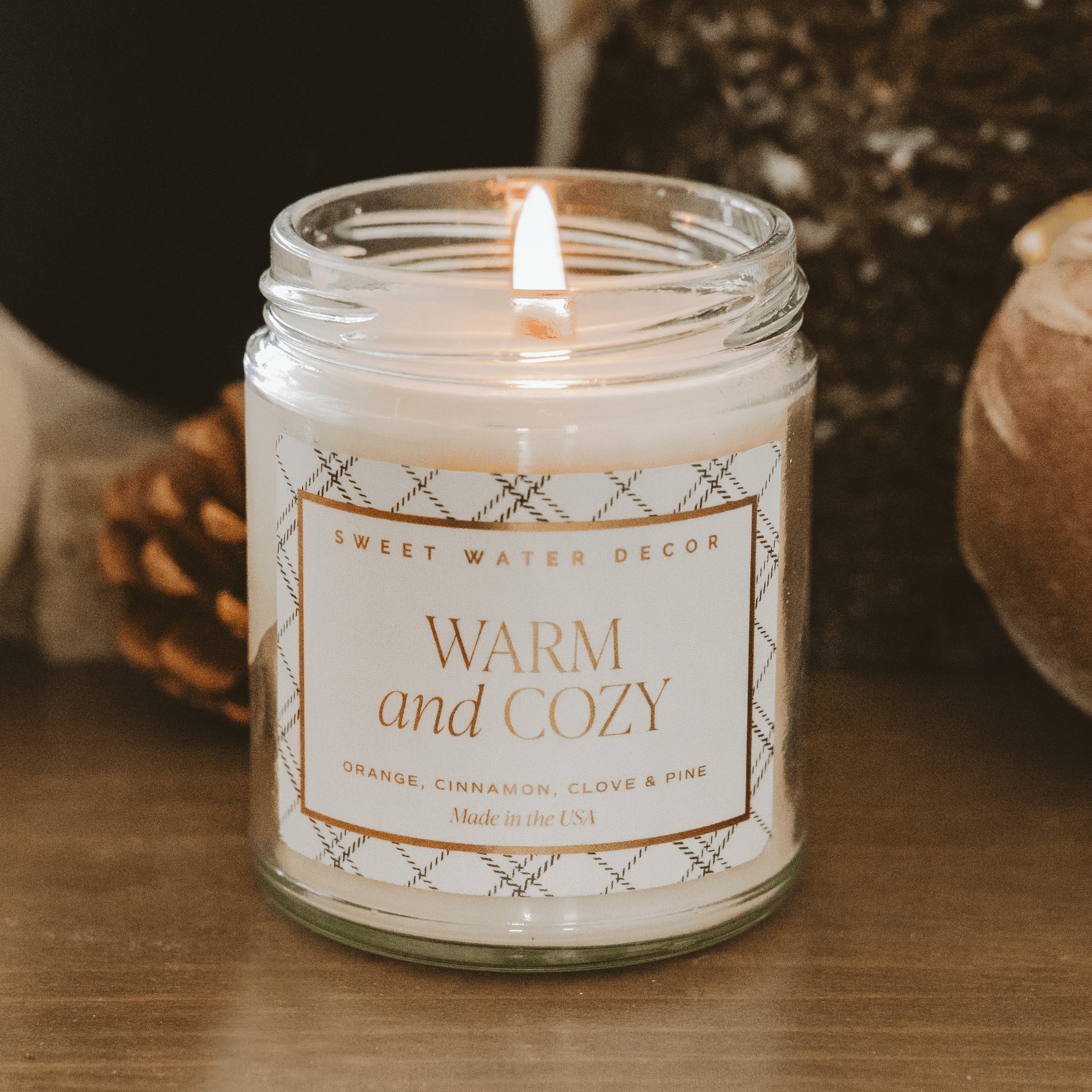 Warm and Cozy Soy Candle - Clear Jar - 9 oz