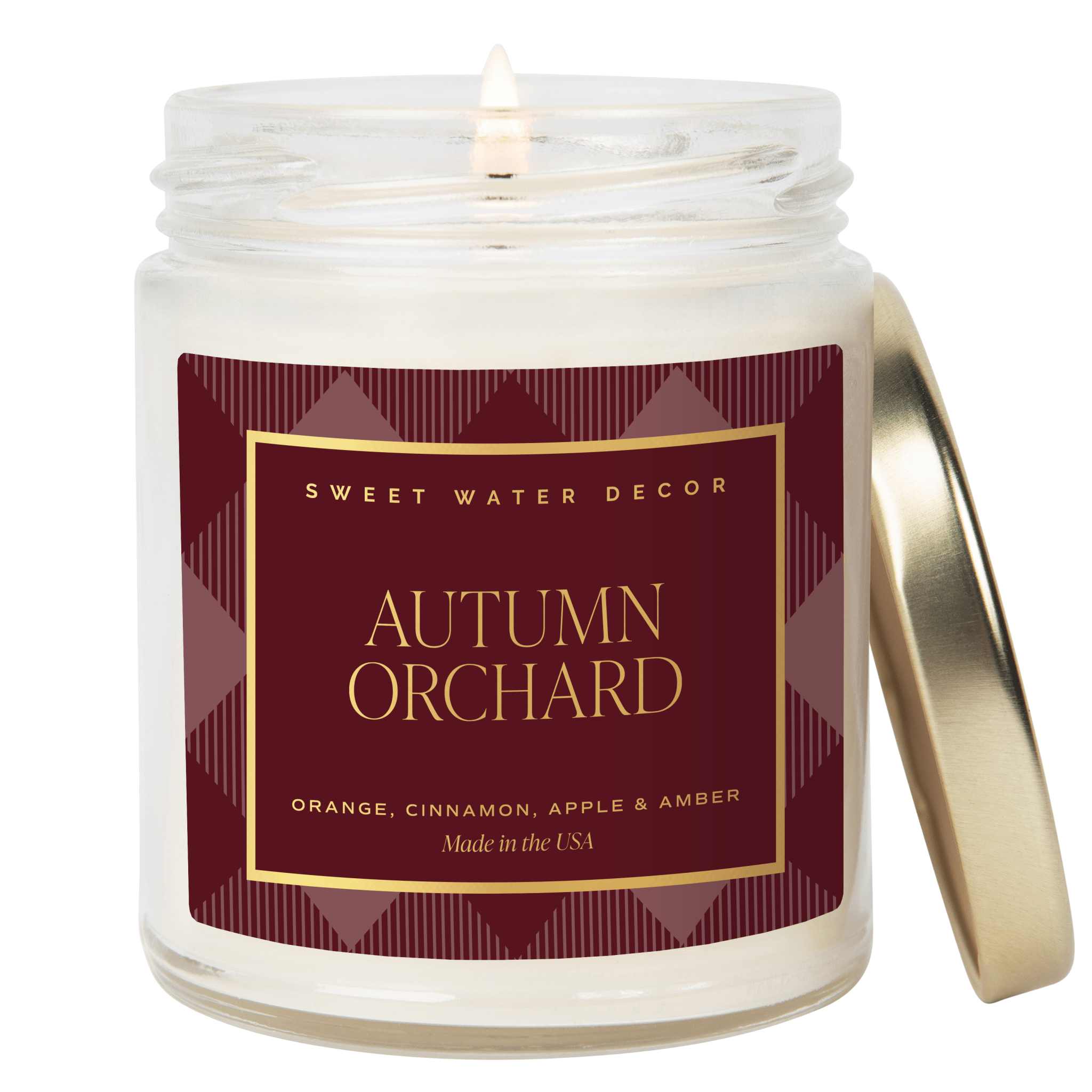 Autumn Orchard Soy Candle - Patterned 9 oz - Clear Jar (Mulled Cider)