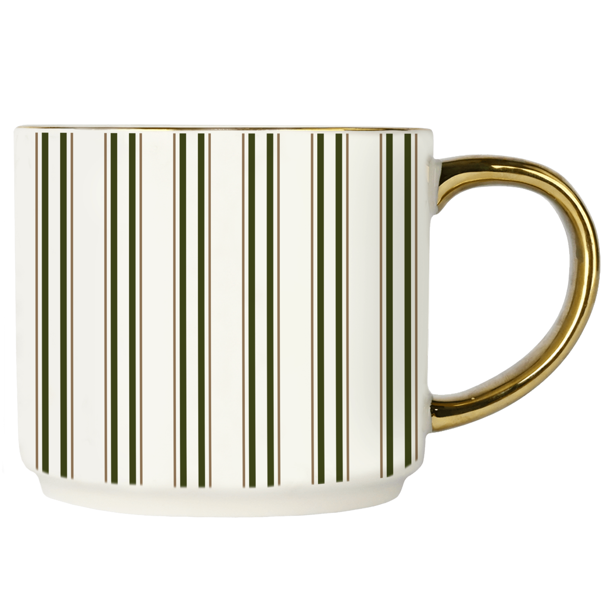 Green Stripe 14oz. Gold Handle Coffee Mug