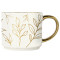 Gold Leaves 14oz. Gold Handle Coffee Mug