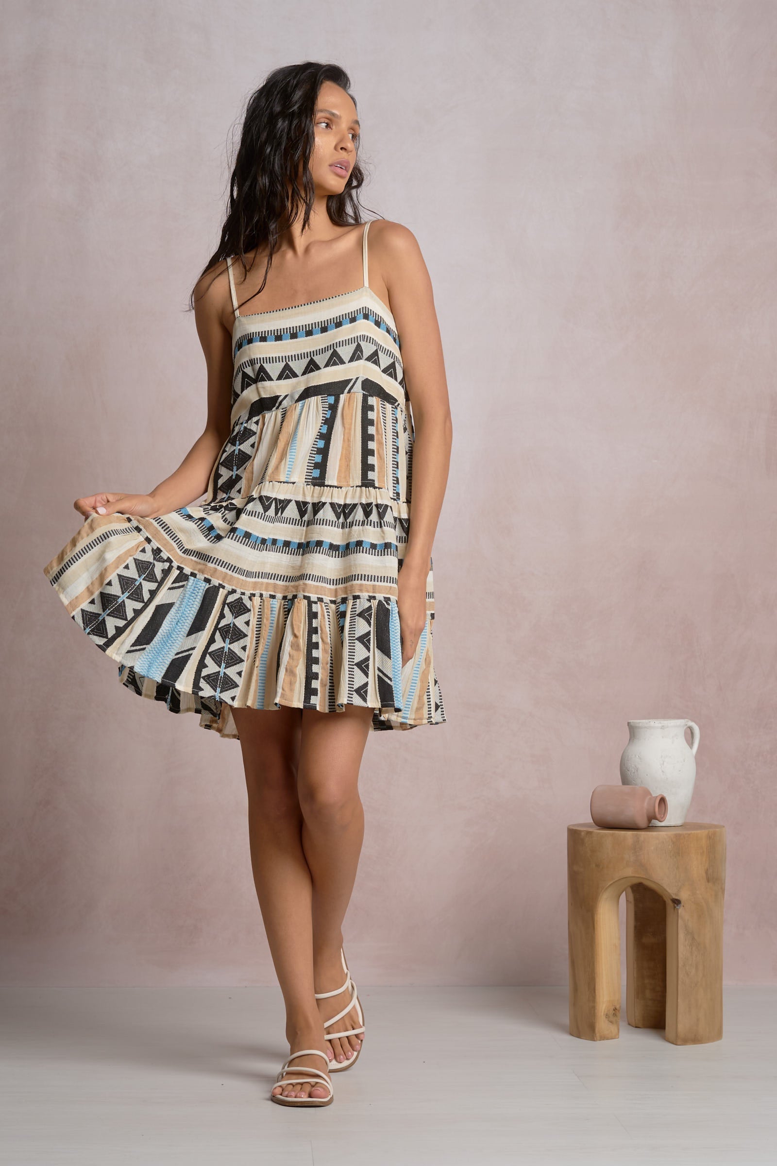 Vega Dress Neutral Aztec