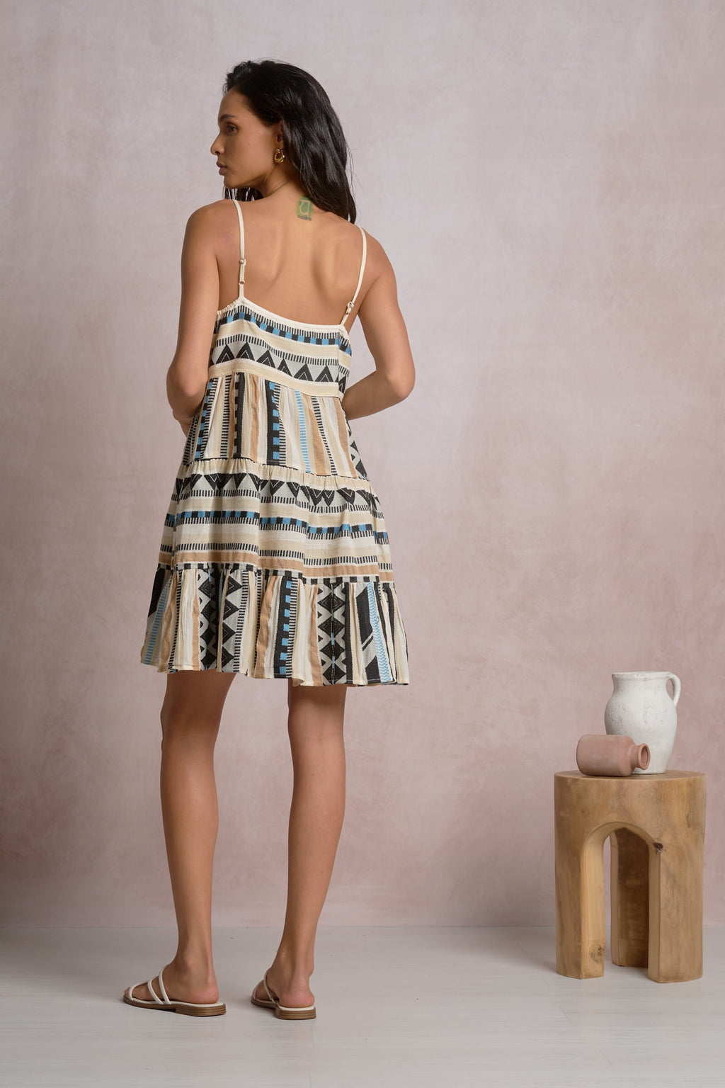 Vega Dress Neutral Aztec