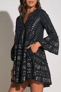 Clara Dress Black Gold Arrow Print
