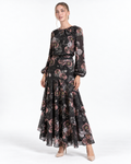 Jodi Skirt- Pink Flowers on Black