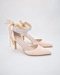 Satin Evening Heels with Rhinestones Strap
